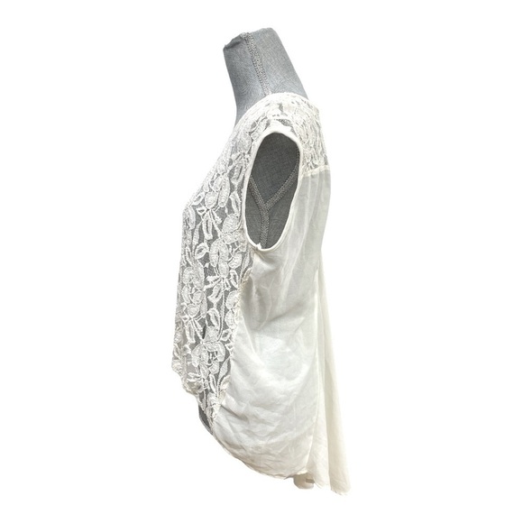 Heart Soul Cream Lace high and low Blouse Sheer Sz XL. Flare back armless. - Picture 2 of 12